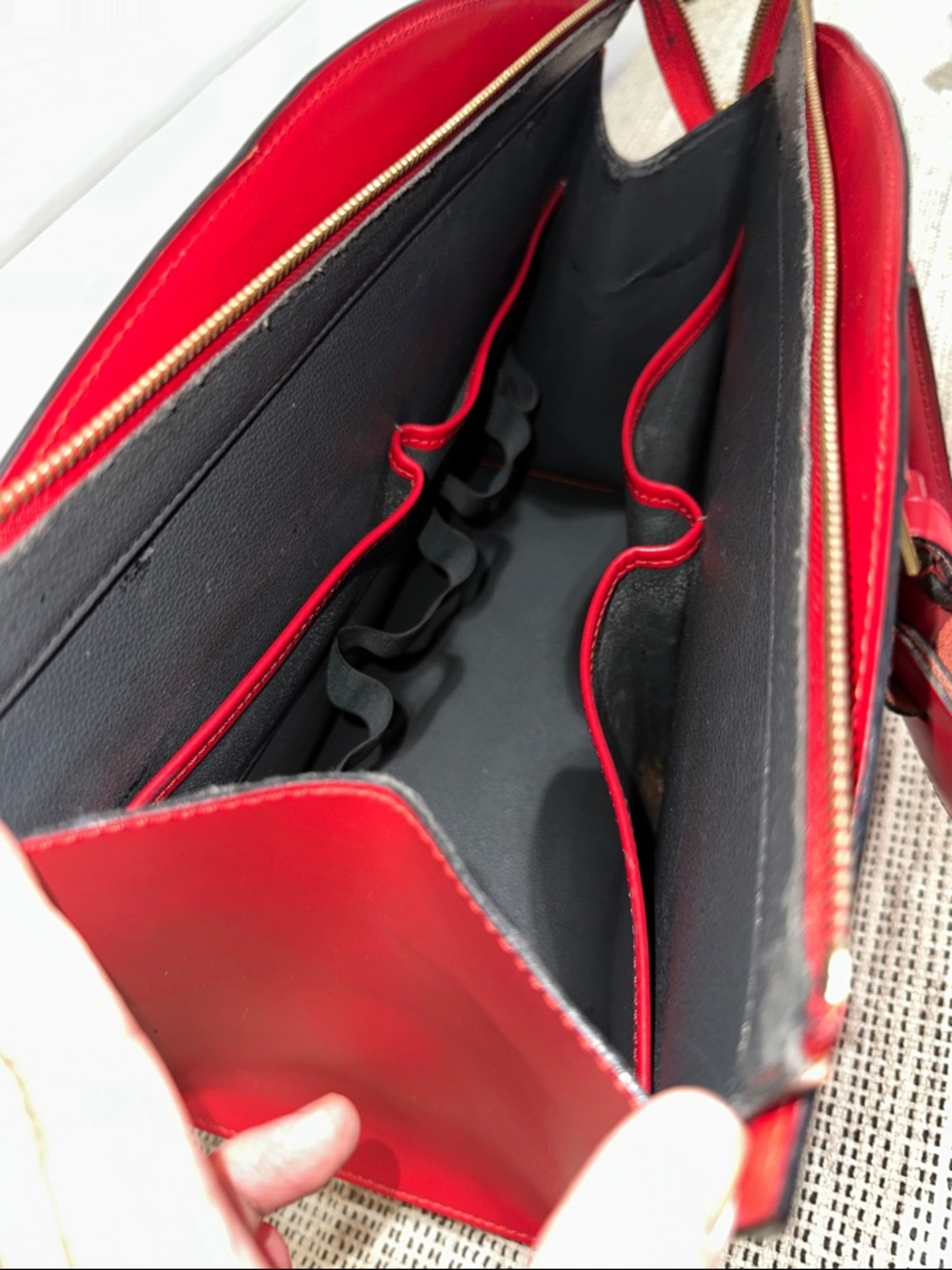 Louis Vuitton Riviera Red Structured Leather Top-Handle Women's Bag - Picture 14 of 16